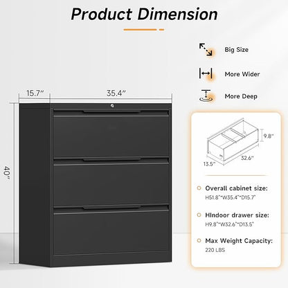 Bestoo 3-Drawer Lateral File Cabinet - Image 3