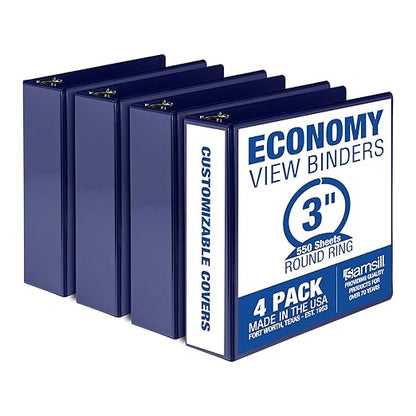 Samsill 3 Inch 3 Ring Binders, Made in USA, Economy Round Ring, 550 Sheet by Samsill