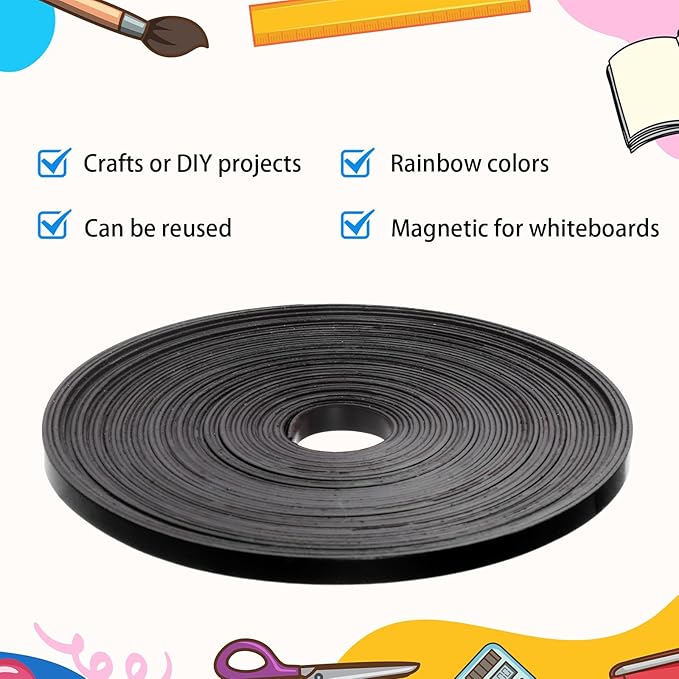 AmazingSpark Magnetic Tape Roll Thin Strips, 1/4 Inch x 33 Feet Magnetic Board - Image 4