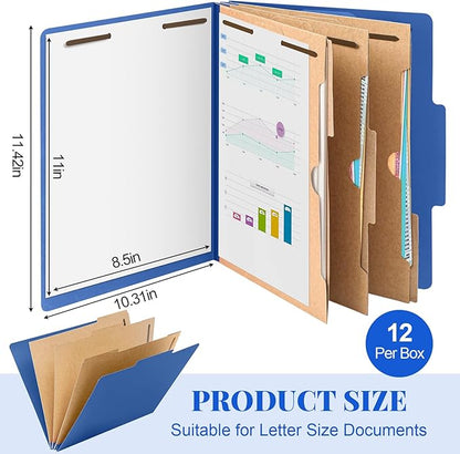 12 Pcs Classification Folders Letter Size 3 Pocket Dividers Employee File Folder - Image 2