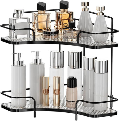 Seoneiro 2 Tier Corner Bathroom Counter Organizer, Cosmetic Skincare Organizer by Seoneiro