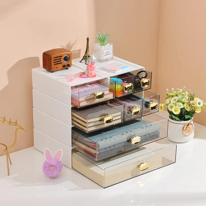 OSteed Spacious Desktop Storage Box, 1 Large 1 Middle & 2 Small Storage Drawers - Image 5
