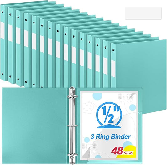 Henoyso 48 Pcs 3 Ring Binder 0.5 Inch Round Fits Letter Size 8.5'' x 11'' Paper by Henoyso