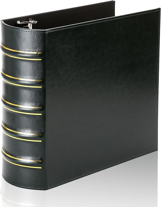 LETVPVOW Vintage Hardback 3 Ring Binder 3 Inch, Professional Leather Binder 3 by VintageLeather3RingBinder