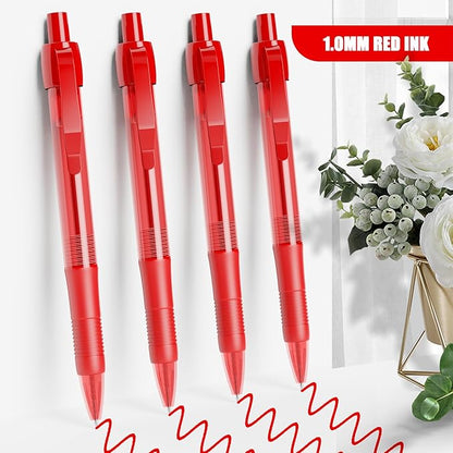 deegtran Pens Bulk, 100 Pack No Bleed Red Ink Click Pens - Image 3