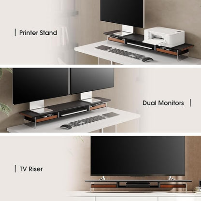 Fenge Dual Monitor Stand with Drawer, 42.5 Inch Large Monitor Riser with - Image 7