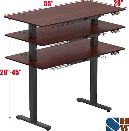 SHW 55 x 28 Inches Electric Height Adjustable Standing Desk - Image 3