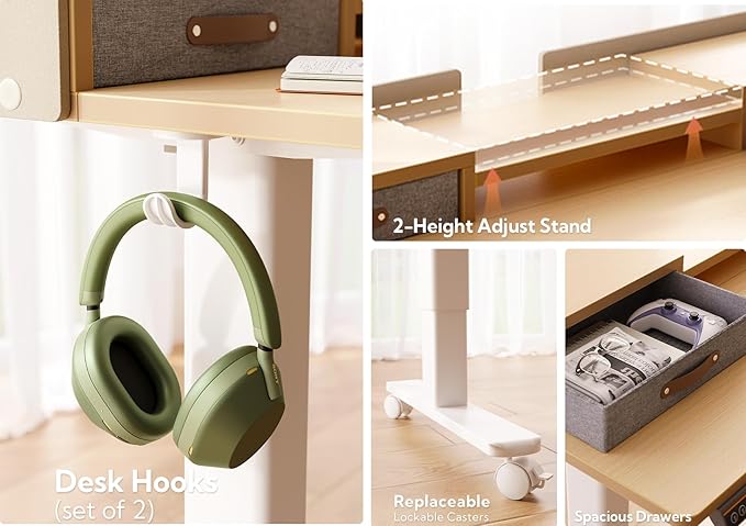 Claiks Standing Desk with Drawers, Stand Up Electric Standing Desk Adjustable - Image 9