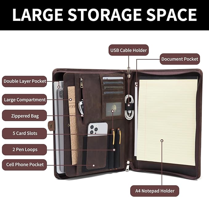 Geslun Personalized Genuine Leather Portfolio, Legal Size 8.5 x 14 Pad Holder - Image 7