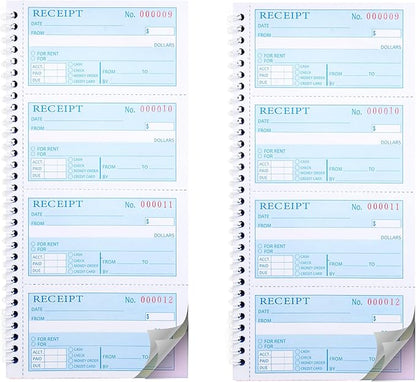 2 Packs Receipt Book with Carbon Copies, Money and Rent Receipt Book, 3-Part by Yeplan