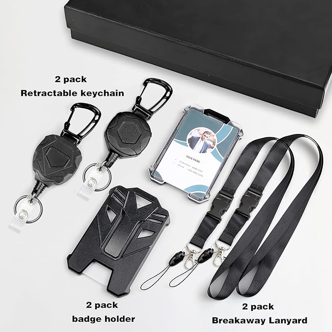 AIDSOTOU Heavy Duty Retractable Keychain Carabiner Badge Reel ID Badge Holder - Image 2