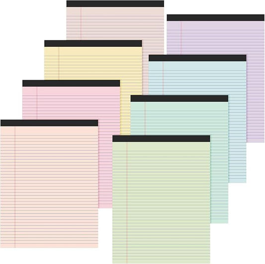 Fuutreo 8 Pcs 8.5'' x 11'' Colored Legal Pad Writing Pads Narrow Ruled 50 by Fuutreo