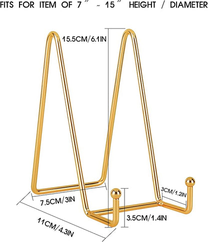 Decolore 6 inch 3 Pack Gold Metal Display Stands Plate Stands Plate Holder - Image 2