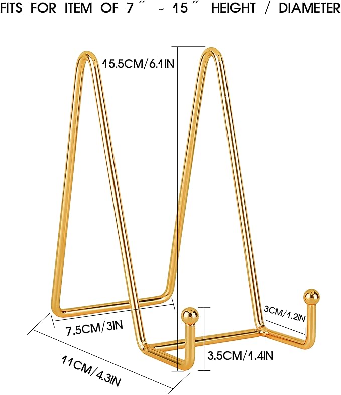Decolore 6 Inch 5 Pack Gold Metal Display Stands Plate Stand Display Stands - Image 2