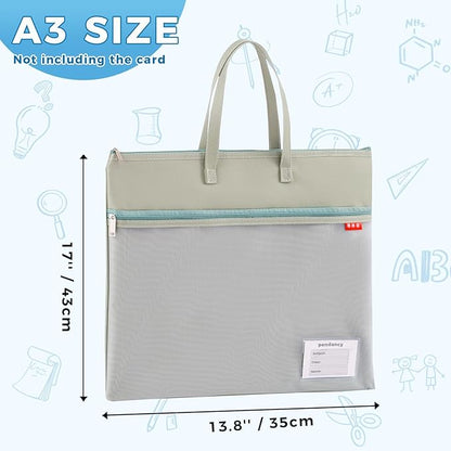 Pendancy Mesh Zipper Pouch A3 Size, Large Double Pocket Waterproof File Bag - Image 2