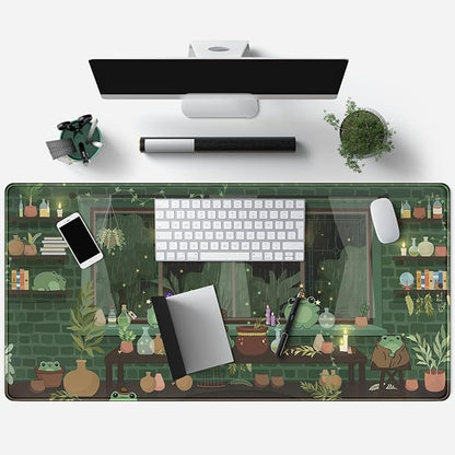 Mechanical Cattle Cute Desk Mat Kawaii Frog Mouse Pad Green Desk Anime Mat - Image 3
