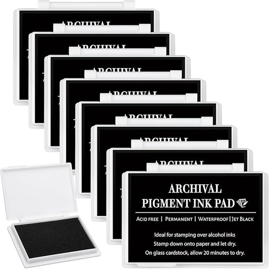 MotiMind 8 Pcs Black Archival Pigment Waterproof Ink Pad by MotiMind