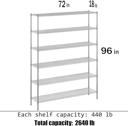 Regal Altair 18" Deep x 72" Wide x 96" Height Wire Shelving Kit | 6-Tier | NSF - Image 3