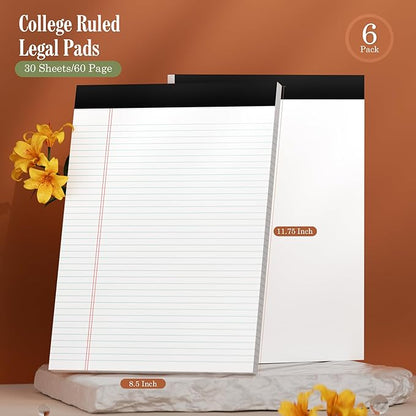 White Legal Pads 8.5 x 11 Writing Note Pads 9/32'' College Ruled & Double-Sided - Image 2