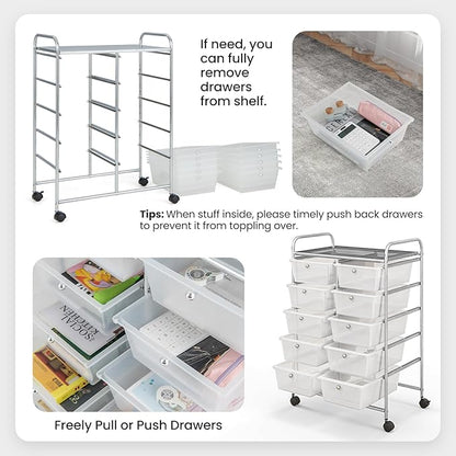 GLACER 10 Drawer Rolling Cart, Storage Cart - Image 4