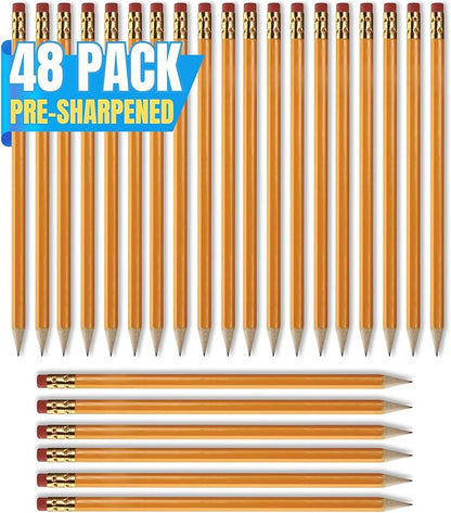 1InTheOffice Lead Pencils, Sharpened Pencils #2 HB, Wood-Cased, 48 Pack by 1InTheOffice
