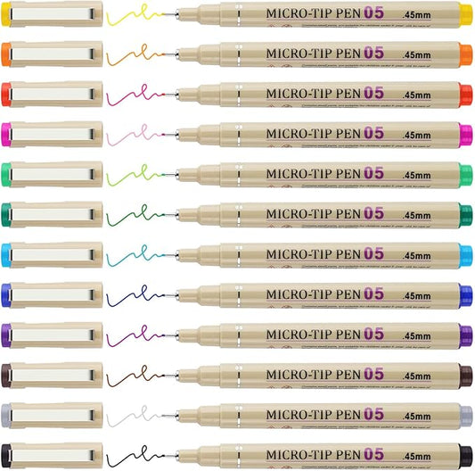 Attom Tech Art 05 Micro, Fineliner Pen Set Ink, Fine Point Pen, Artist by Attom+Tech+Art