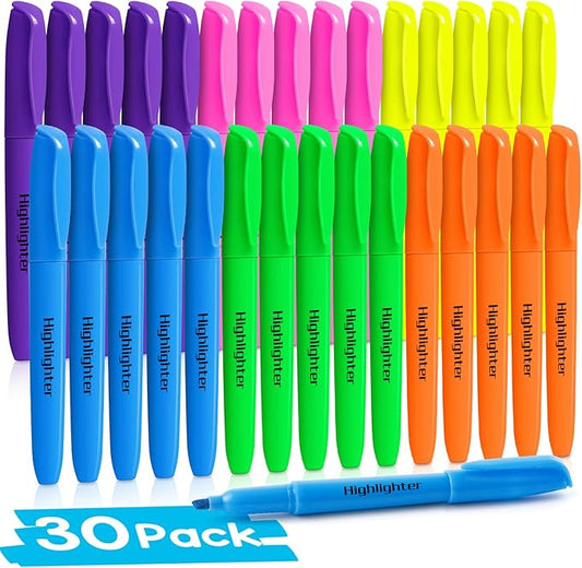 Duchong 30 Count Highlighters Assorted Colors, No Bleed Highlighter Markers by Duchong
