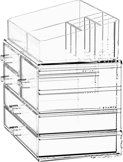 ZHIAI Stackable Storage Drawers, Acrylic Bathroom Counter Organizer Clear - Image 6
