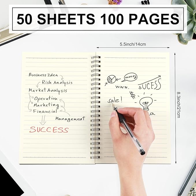 Yahenda 2 Pcs Spiral Notebook Bulk A5 Journal Lined 8.3'' x 5.5'' Writing - Image 2