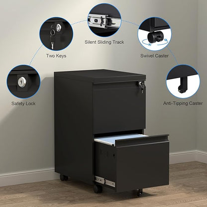 HOMOFFICE 2 Drawer File Cabinet - Image 7