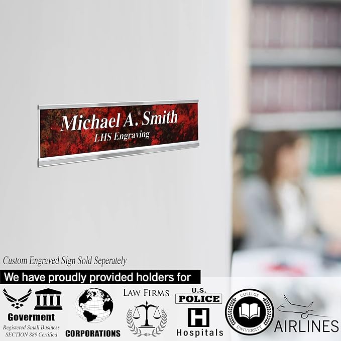 Door Name Plate Personalized for Office Brushed Steel Plastic Name Plate Black - Image 4