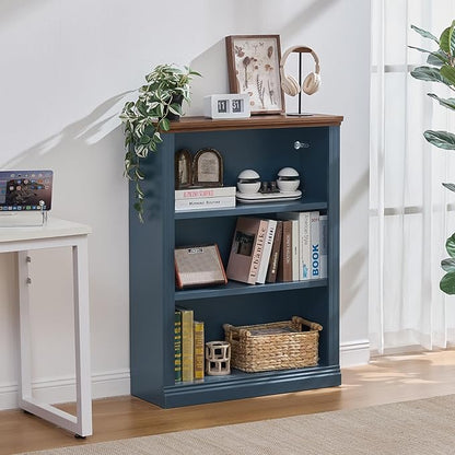 RWYHG 43" Blue Tall Bookshelf, 3-Tier Thick Wooden Book Shelf - Image 8