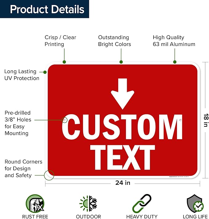 Custom Arrow, Custom Directional Sign, Down Arrow, 18x24 Inches, Rust Free .063 - Image 6