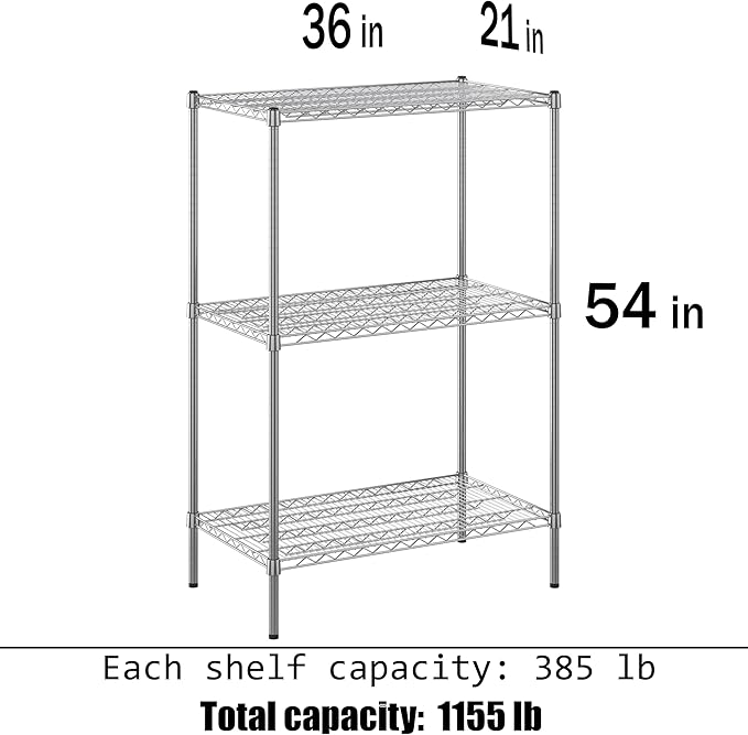 Regal Altair 21" Deep x 36" Wide x 54" Height Wire Shelving Kit | 3-Tier | NSF - Image 3