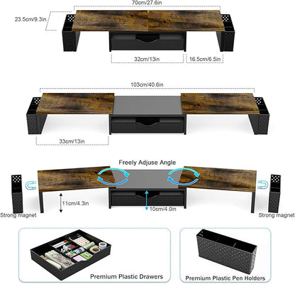 Spacrea Metal Desk Organizers and Accessories, Dual Monitor Stand Riser - Image 5