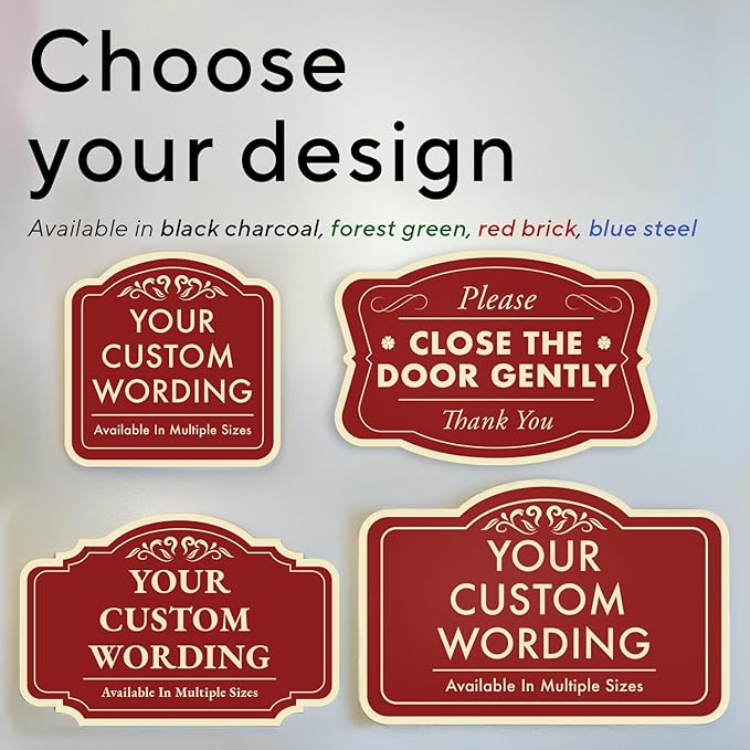 Custom Red Decorative Outdoor Metal Sign, Personalized Aluminum Design 2 Red - Image 3