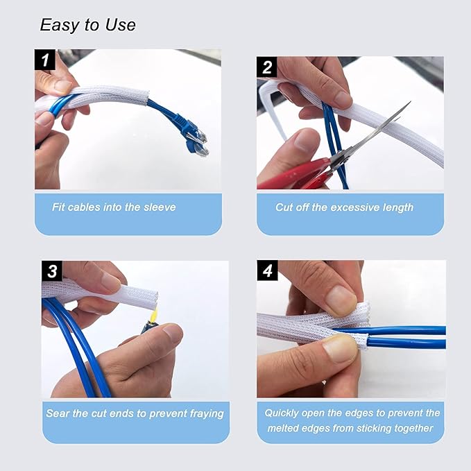 CrocSee 25ft - 1/2 inch Braided Cable Management Sleeve Cord Protector - - Image 6