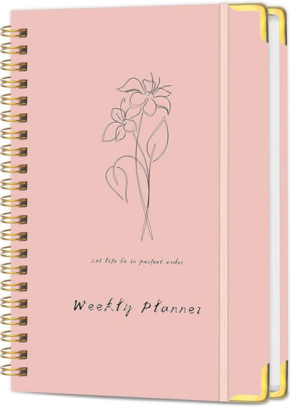 Undated Weekly Planner with Metal Corner Hardcover Notebook, A5 Size Journal by KAICNPAPER