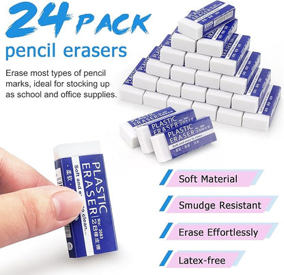 Tamaki 24 Pack Pencil Erasers, Large White Erasers - Image 3