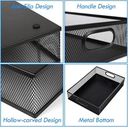EsOfficce 2Pcs Desk Drawer Organizer, Stable Metal Mesh Desk Storage Tray - Image 4