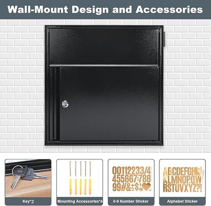 Large Wall Mount Mailbox with Lock and Outgoing Mail Flag - Image 6