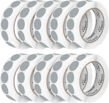 Perco Grey 1-Inch Perforated Circle Dot Sticker Labels — 10 Rolls, 000 Round by Perco
