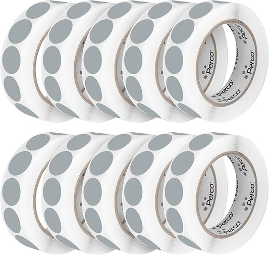 Perco Grey 1-Inch Perforated Circle Dot Sticker Labels — 10 Rolls, 000 Round by Perco