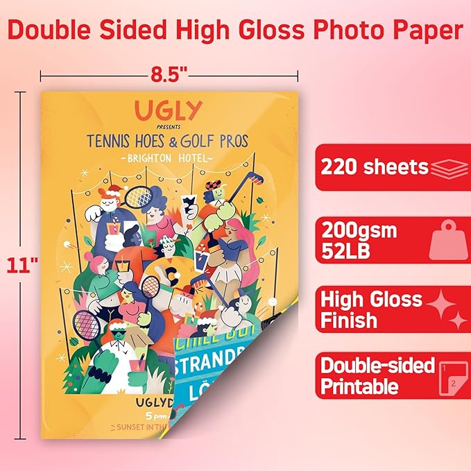 HARtwii 220 Sheets Double Side High Glossy Photo Paper 8.5x11 Inches 54lbs - Image 2