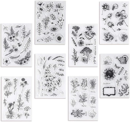 UCEC 8 Sheets Flower Clear Stamps by UCEC