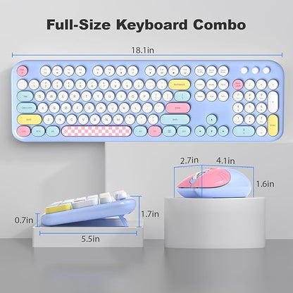 Wireless Keyboard and Mouse Combo, 2.4G Retro Typewriter Keyboard - Image 7