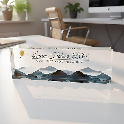 Personalized Acrylic Desk Plaque, Customizable Acrylic Name Plate Block by Artblox