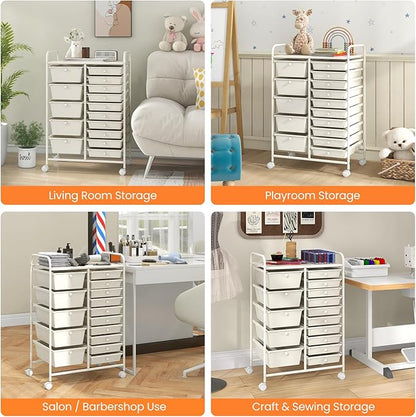 GLACER 15 Drawers Rolling Cart, Storage Cart - Image 8