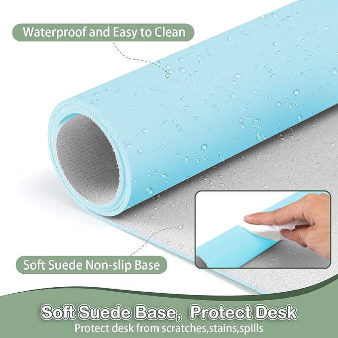 Boutilon Leather Desk Pad 30" x14", Non-Slip Mouse Pad, Office Desk Mat - Image 4