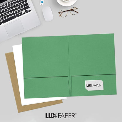 LUXPaper 9" x 12" Presentation Folders | Two Pocket | Holiday Green | 100lb. - Image 6